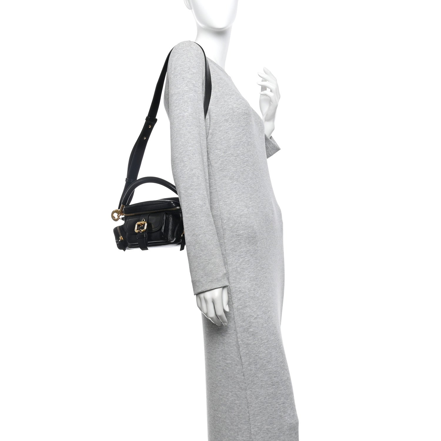 Chloe Shiny Buffalo Small Double Carry Camera Bag Black 2 of 10