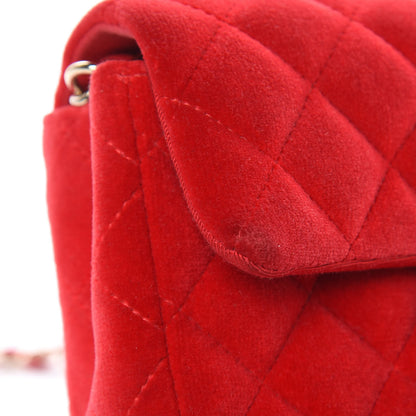 Chanel Velvet Quilted Mini Rectangular Flap Red 11 of 15