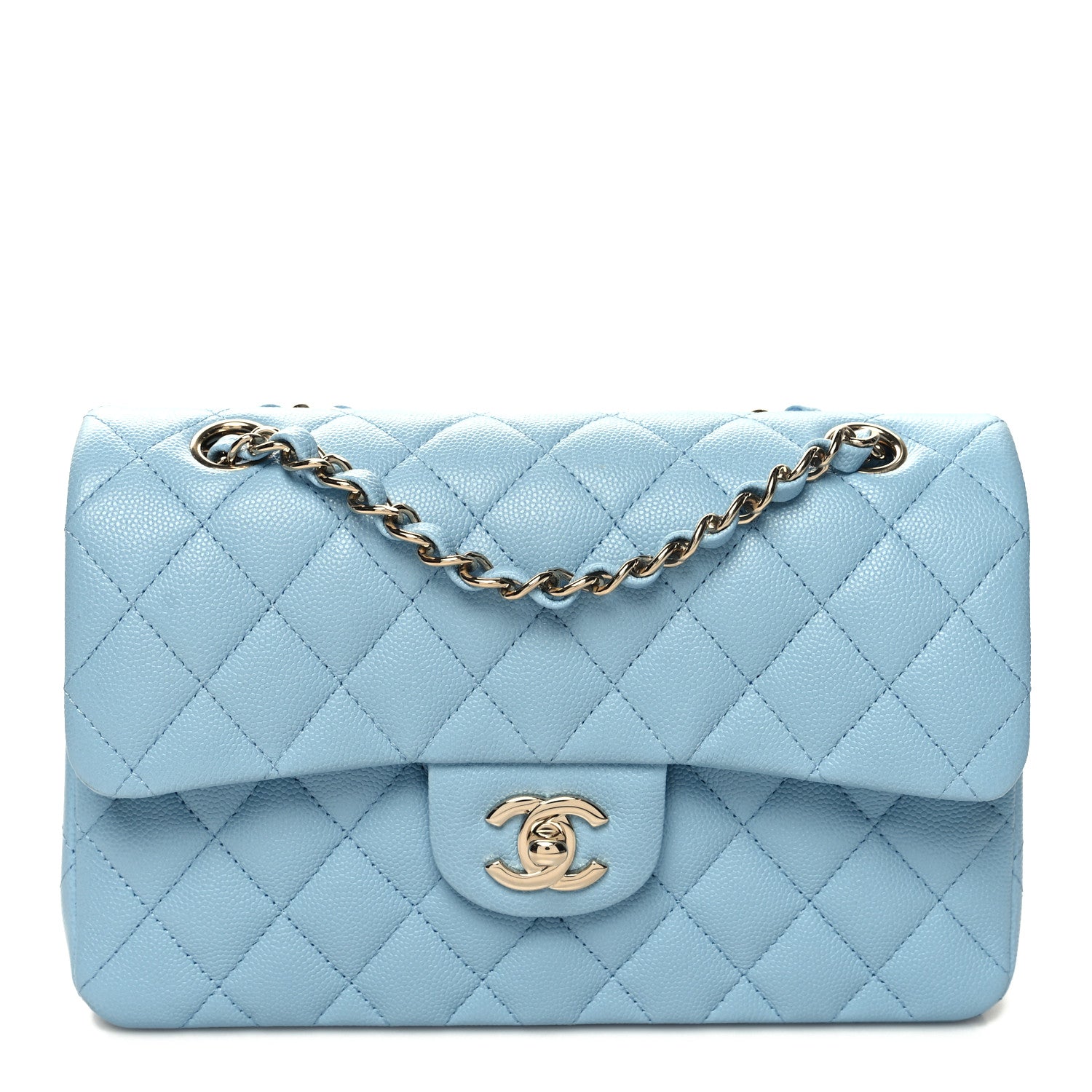 Chanel Caviar Quilted Small Double Flap Light Blue 1 of 11