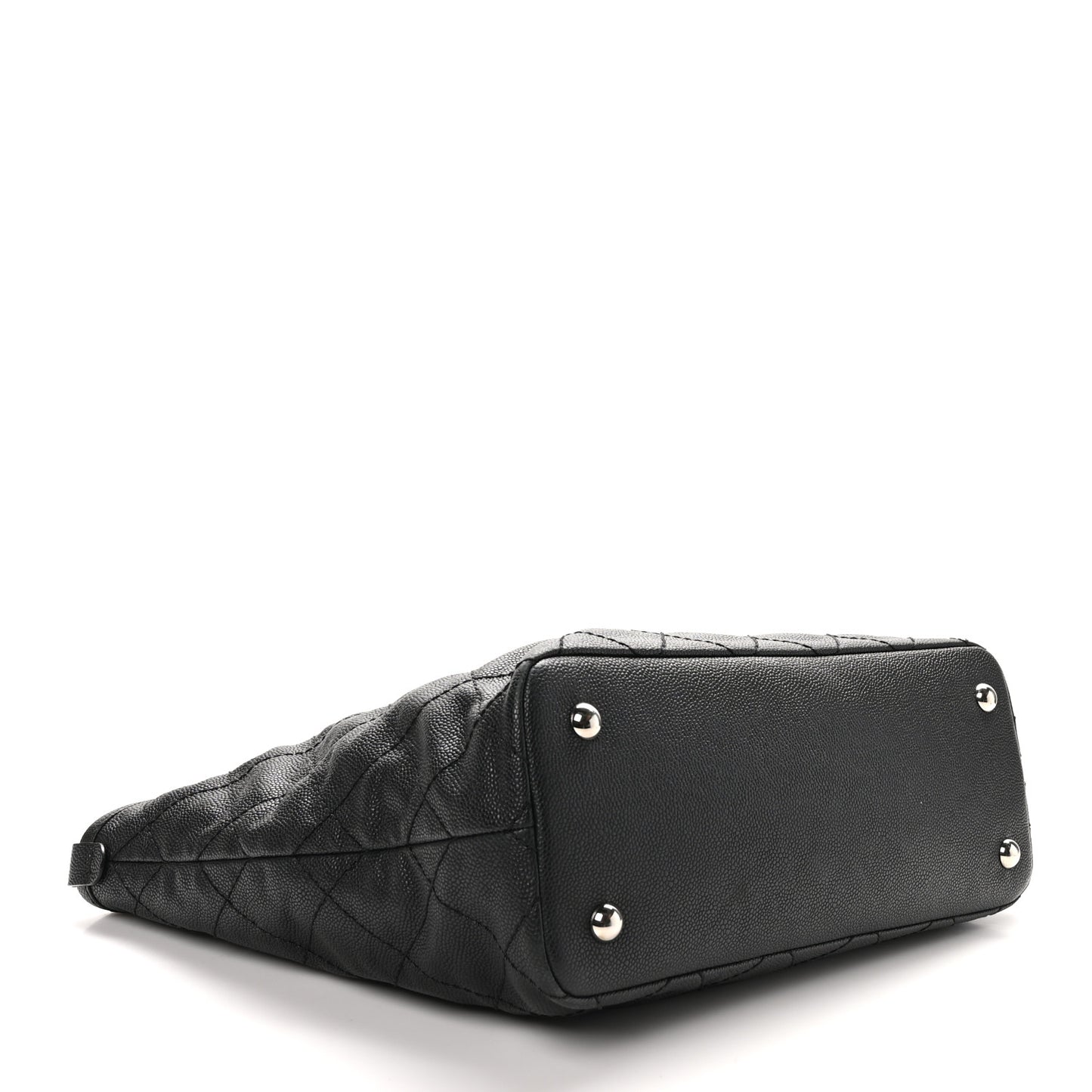 Grained Calfskin Quilted Large Daily Shopping Tote Black Black