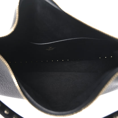 Valentino Garavani Grained Calfskin Rockstud Hobo Bag Black 5 of 9