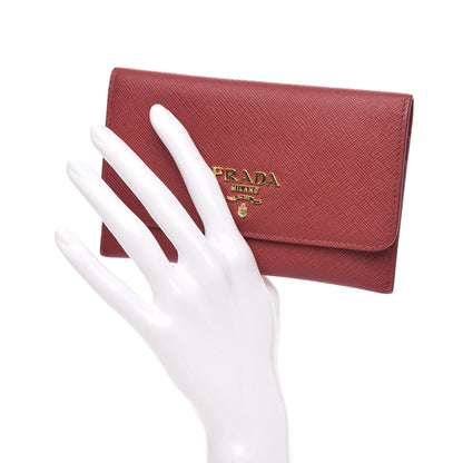 Prada Saffiano Metal Flap Wallet Fuoco 2 of 8
