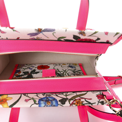 Gucci Canvas Medium Flora Tote Fuchsia 5 of 10