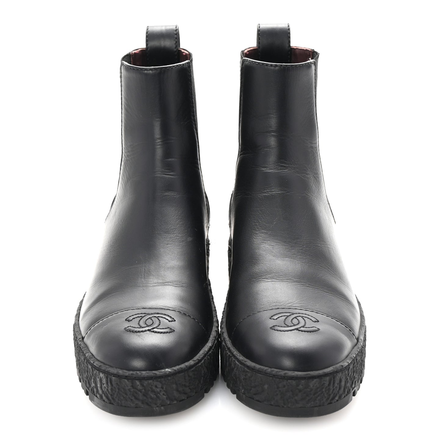 Calfskin Cap Toe CC Ankle Boots 40 Black
