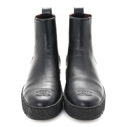 Chanel Calfskin Cap Toe CC Ankle Boots 40 Black 3 of 10