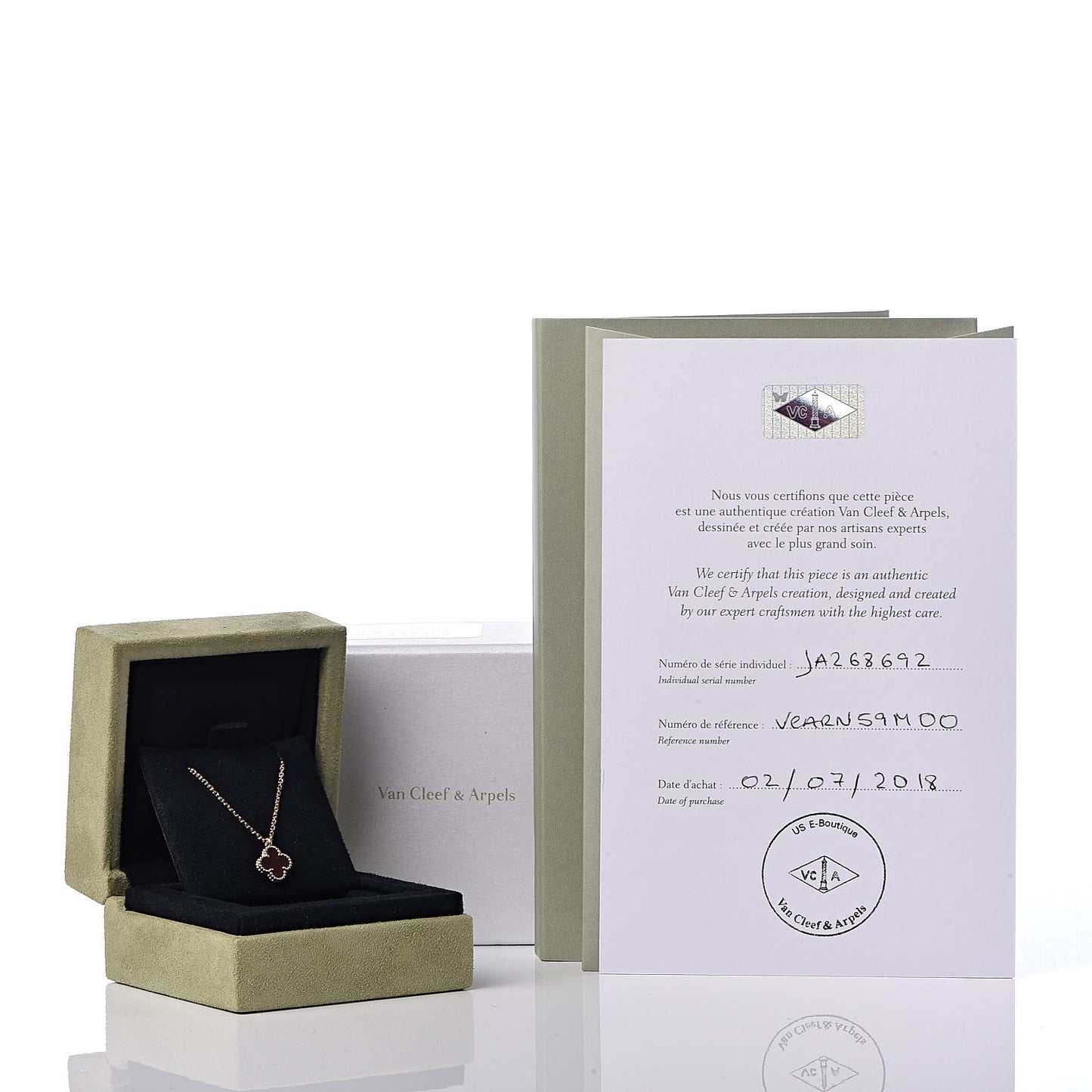 18K Rose Gold Carnelian Sweet Alhambra Pendant Necklace