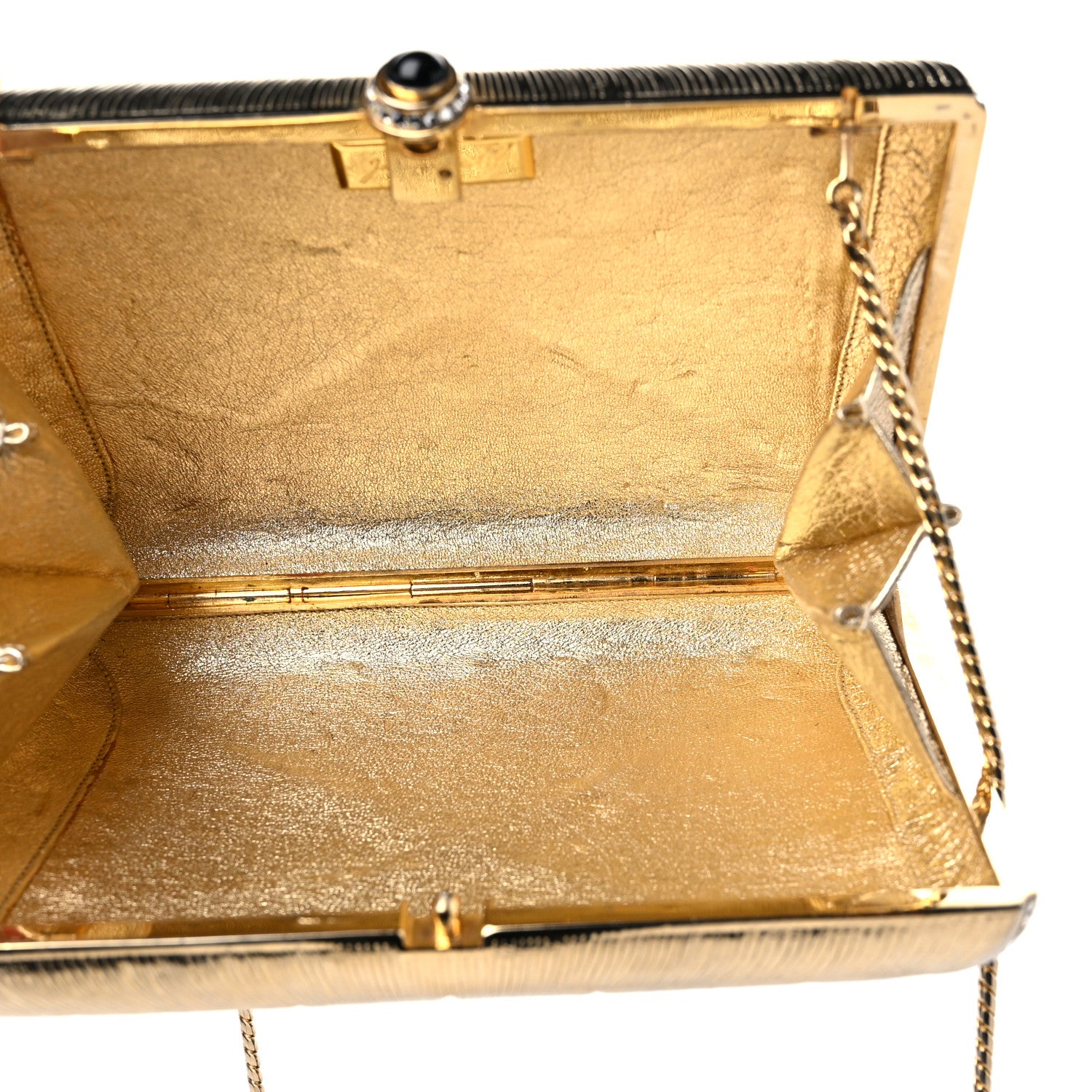 Judith Leiber Swarovski Crystal Minaudiere Clutch Gold 5 of 10