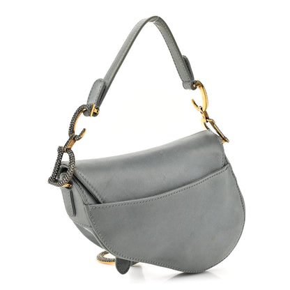 Christian Dior Satin Crystal Mini Saddle Bag Blue Gray 3 of 13