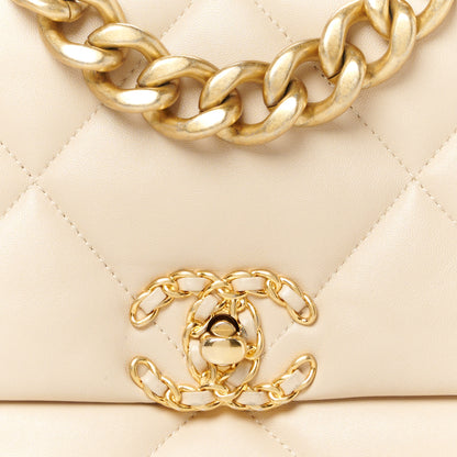 Chanel Lambskin Quilted Large Chanel 19 Flap Light Beige 8 of 10