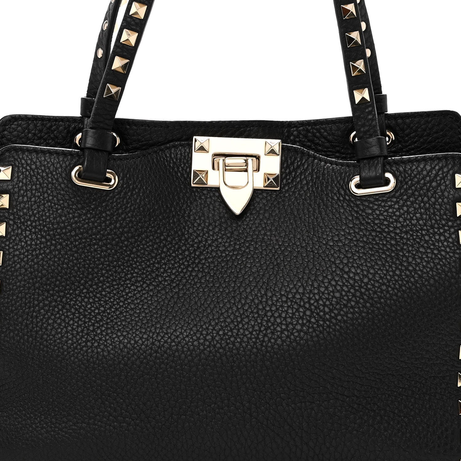 Valentino Garavani Grained Calfskin Small Rockstud Tote Black 7 of 9