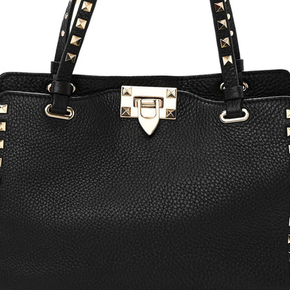 Valentino Garavani Grained Calfskin Small Rockstud Tote Black 7 of 9