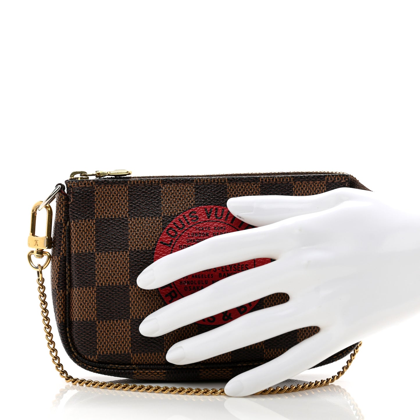 Damier Ebene Complice Trunks and Bags Mini Pochette Accessories Red