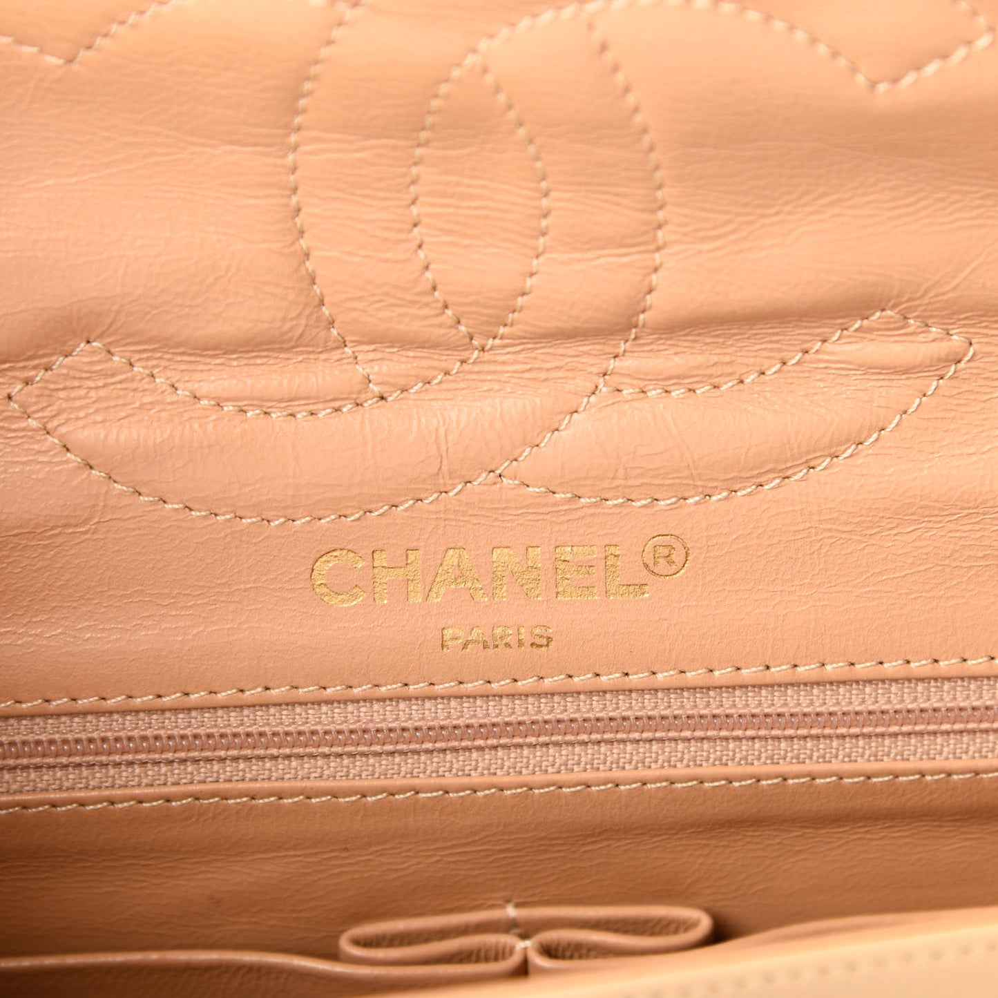 Lambskin Quilted Medium Double Flap Beige
