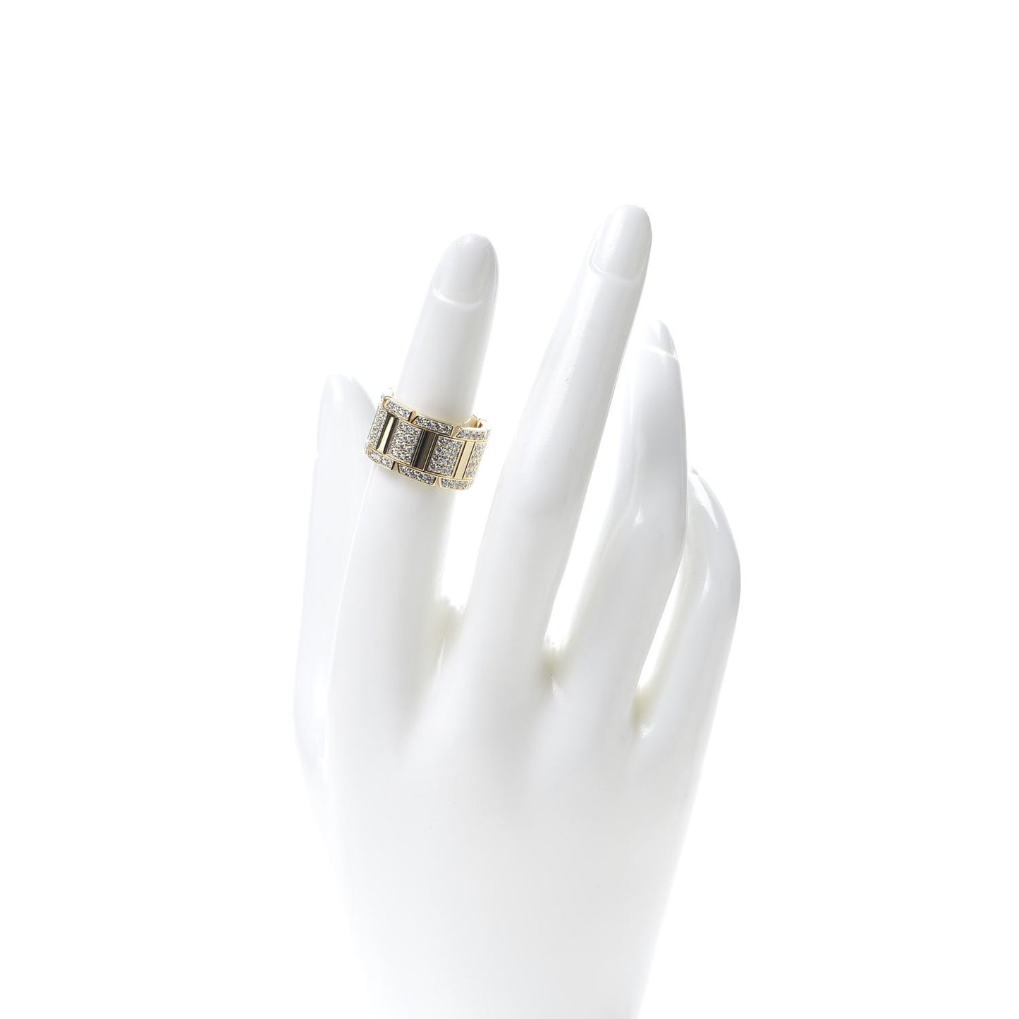 18K Yellow Gold Diamond Tank Francaise Ring 50 5.25