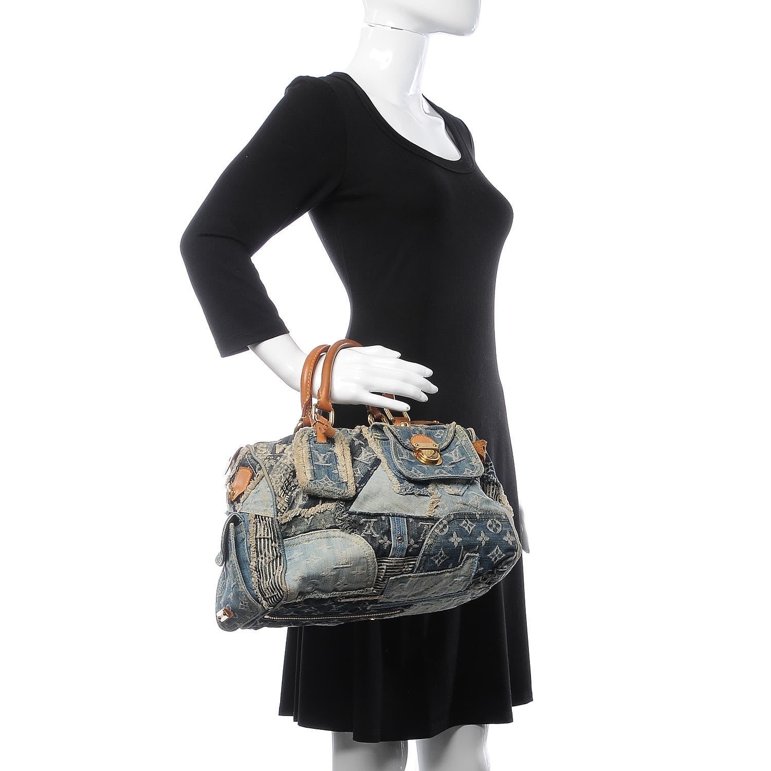 Louis Vuitton Denim Patchwork Speedy 30 Blue 2 of 9