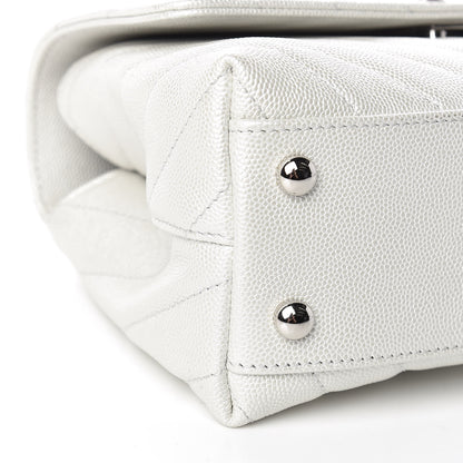 Chanel Iridescent Caviar Chevron Quilted Mini Coco Handle Flap White 9 of 11