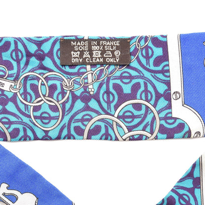 Hermes Silk Mors Et Gourmettes Remix Twilly Bleu Roy Turquoise Prune 4 of 6