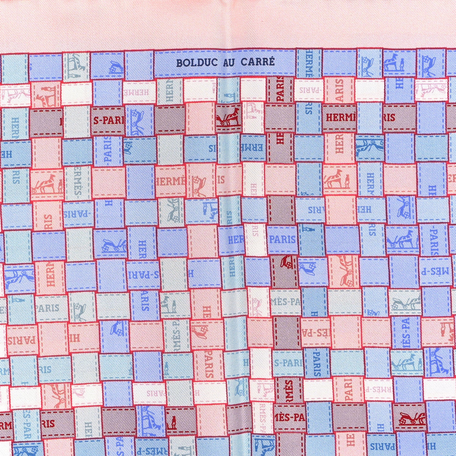 Hermes Silk Bolduc Au Carre Scarf 90 Bleu Pale Rose Pale 5 of 5