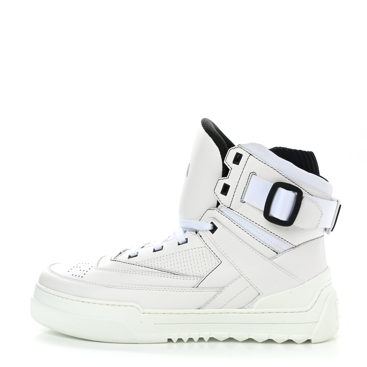Vitello Nylon Logo Mens High Top Sneakers 8 Ultra White Black