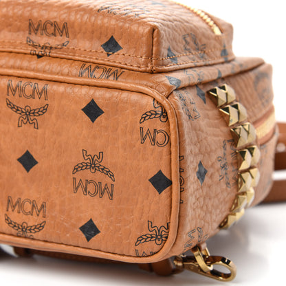 MCM Visetos Side Stud X-Mini Stark Bebe Boo Backpack Cognac 8 of 9