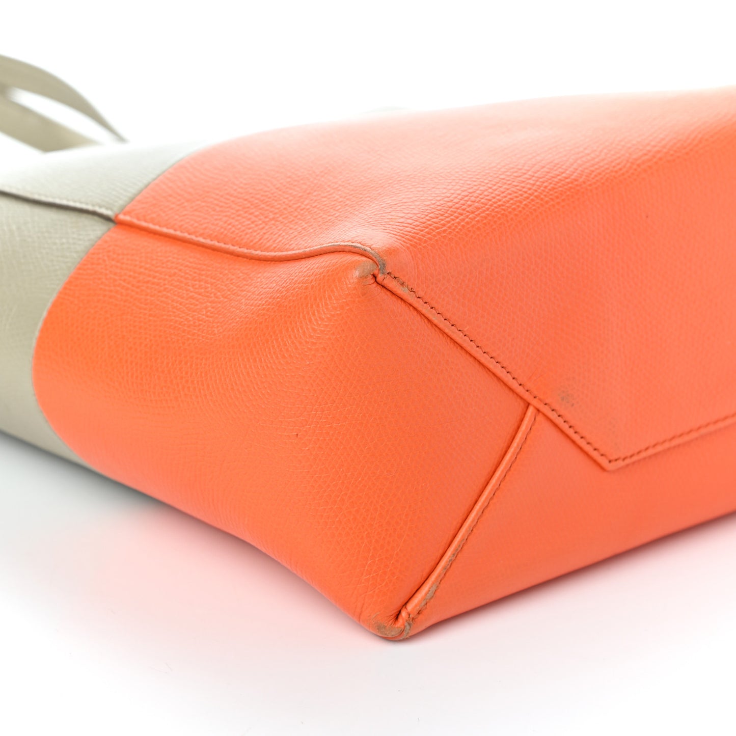 Grained Calfskin Small Vertical Bi-Cabas Fluo Orange Taupe