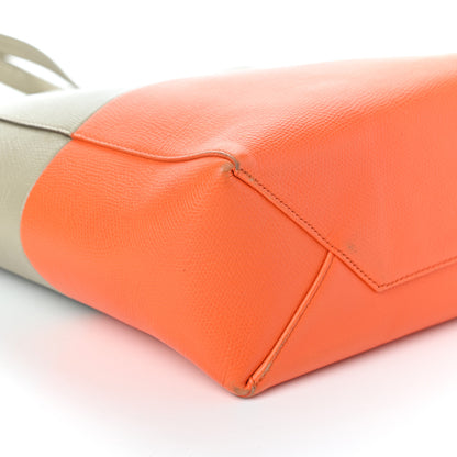 Celine Grained Calfskin Small Vertical Bi-Cabas Fluo Orange Taupe 8 of 9