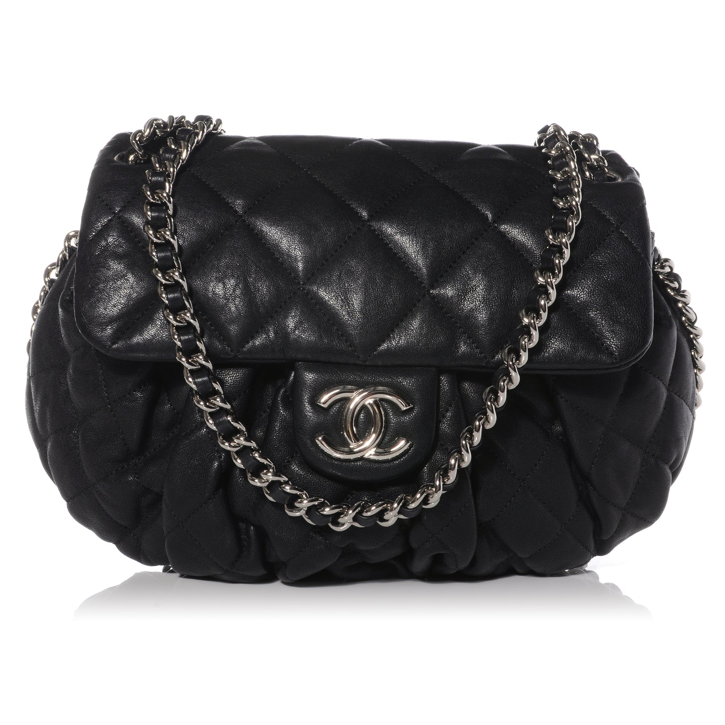 Lambskin Chain Around Medium Messenger Bag Black