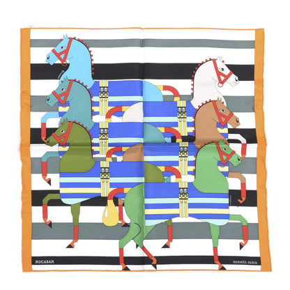 Hermes Silk Rocabar Pocket Square Orange Bleu Vert 1 of 5