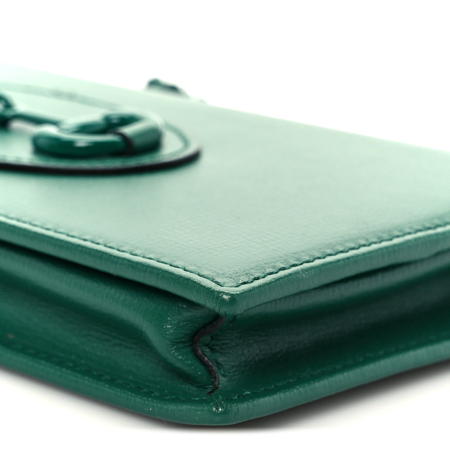 Azalea Calfskin Enamel Horsebit 1955 Wallet On Chain Emerald Green