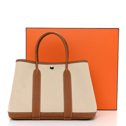 Hermes Grand Chevron Weave Negonda Garden Party 30 TPM Tote Craie Gold 11 of 11