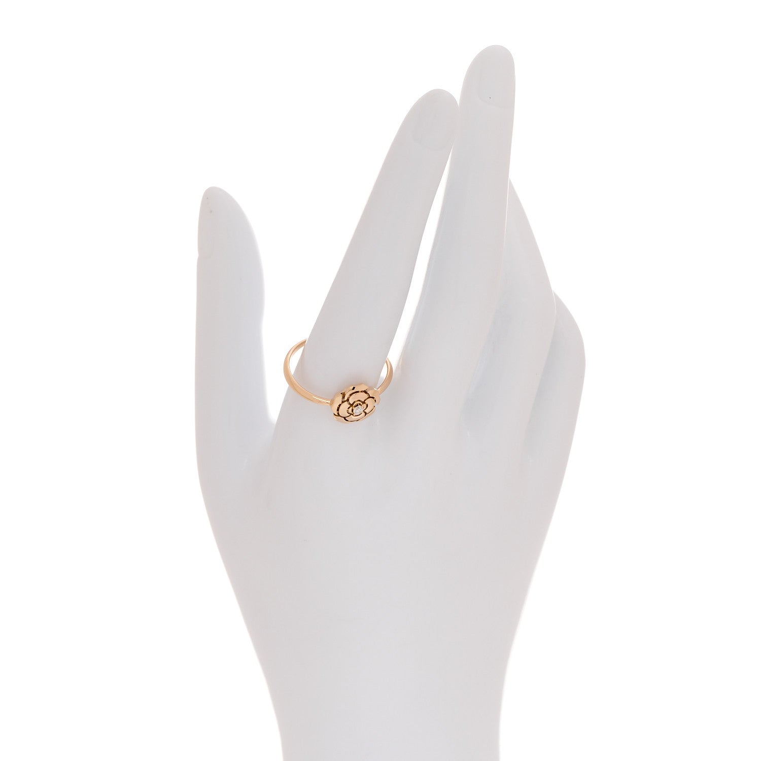 Chanel 18K Rose Gold Diamond Extrait de Camelia Ring 64 10.75 2 of 6