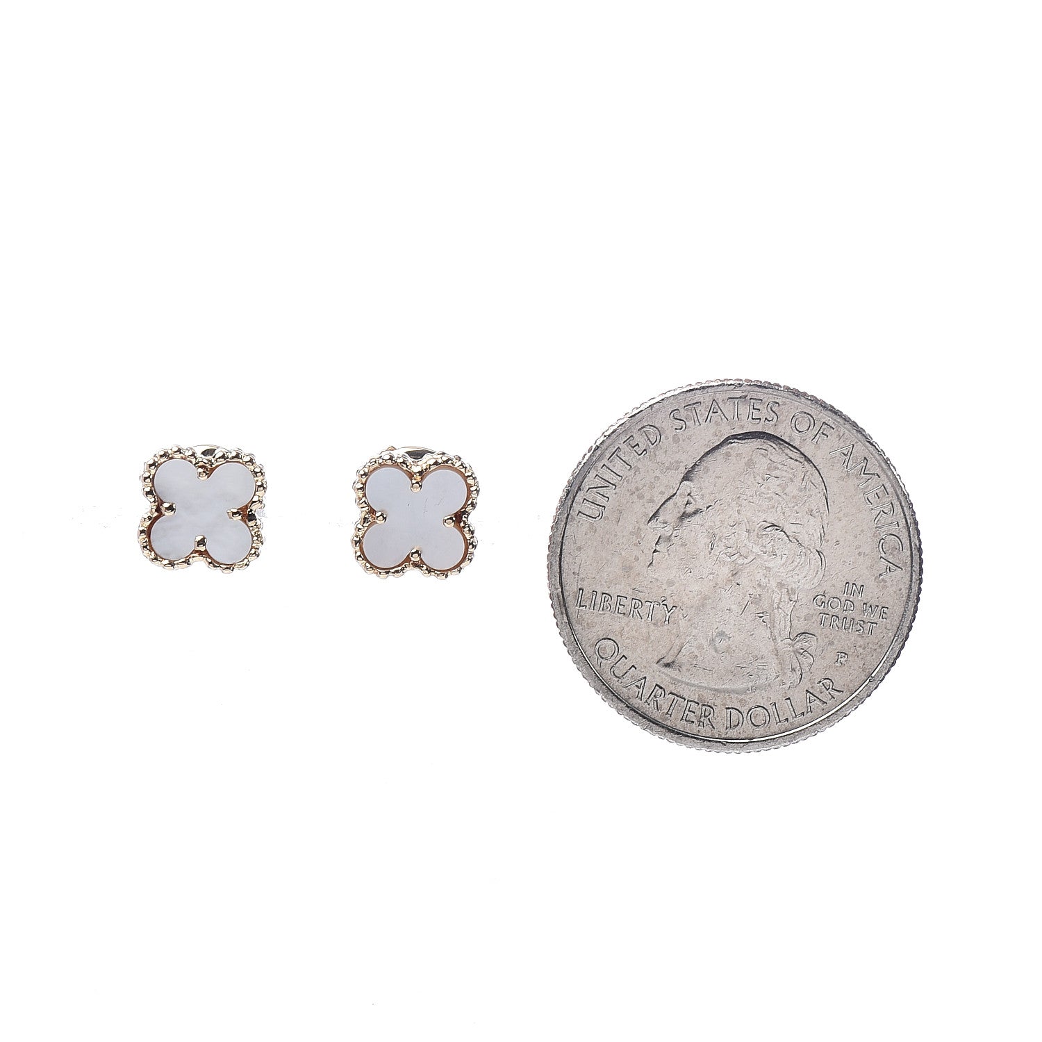 Van Cleef & Arpels 18K Yellow Gold Mother of Pearl Sweet Alhambra Earrings 2 of 5