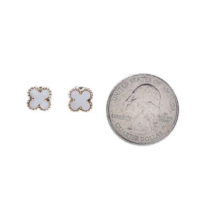 Van Cleef & Arpels 18K Yellow Gold Mother of Pearl Sweet Alhambra Earrings 2 of 5
