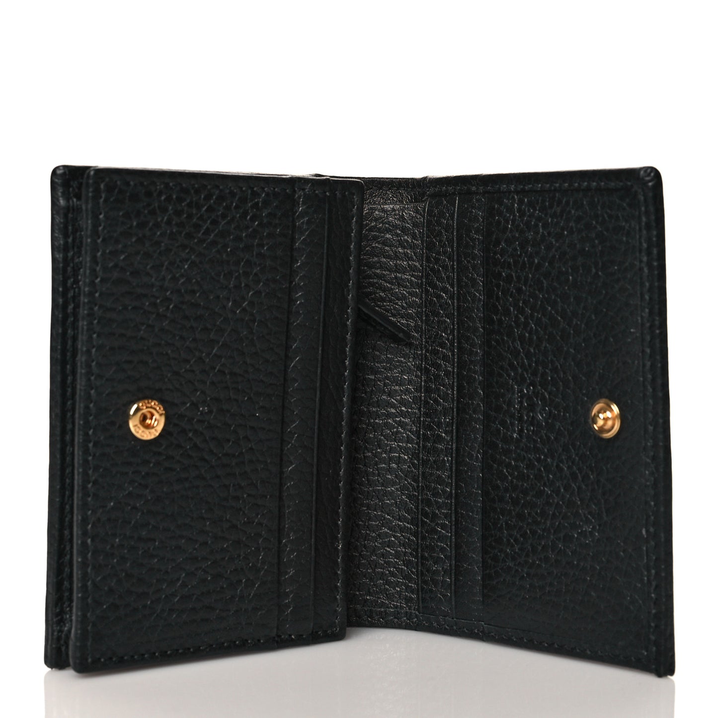 Pebbled Calfskin GG Marmont Card Case Black