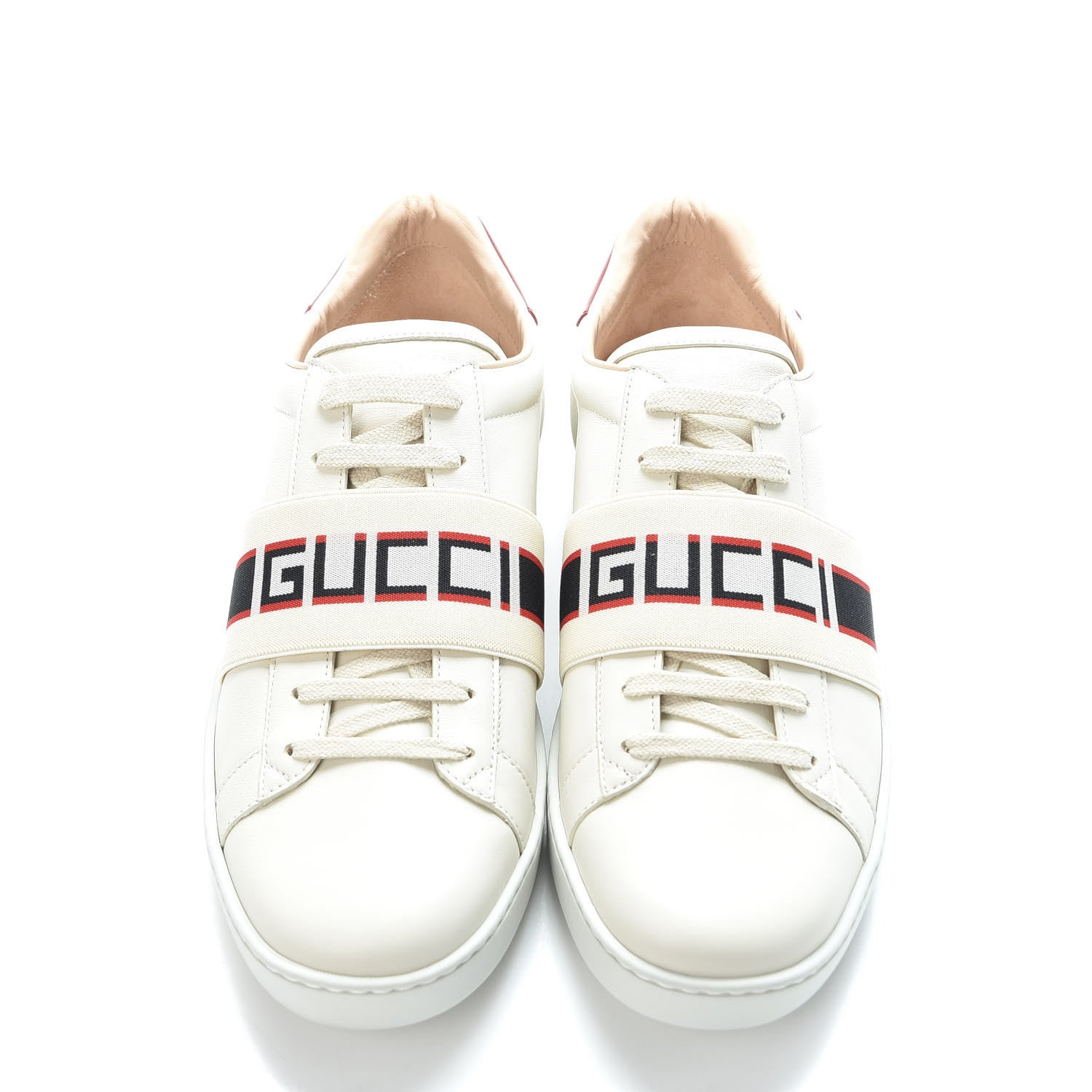 Gucci Calfskin Stripe Womens New Ace Sneakers 41 New Mystic White Ecru Red Flame 5 of 11