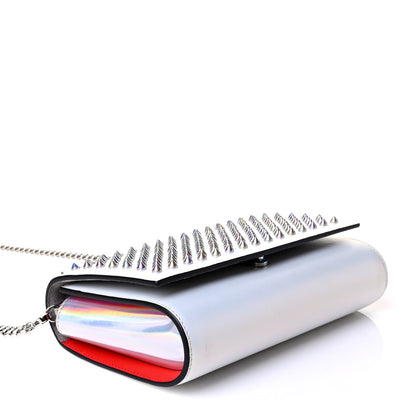 Christian Louboutin Metallic Calfskin Spikes Paloma Clutch Snow Silver 3 of 5
