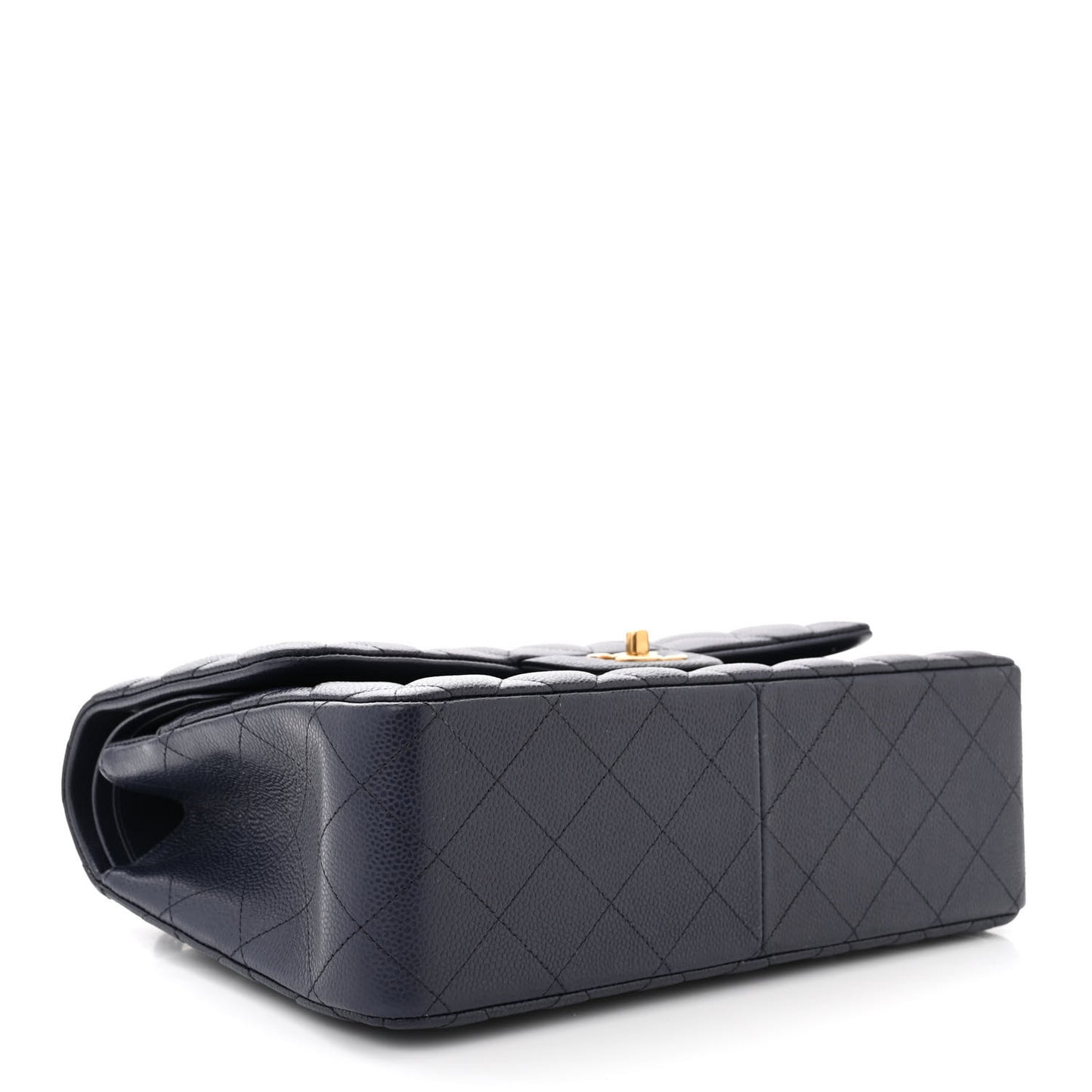Caviar Quilted Jumbo Double Flap Navy Blue