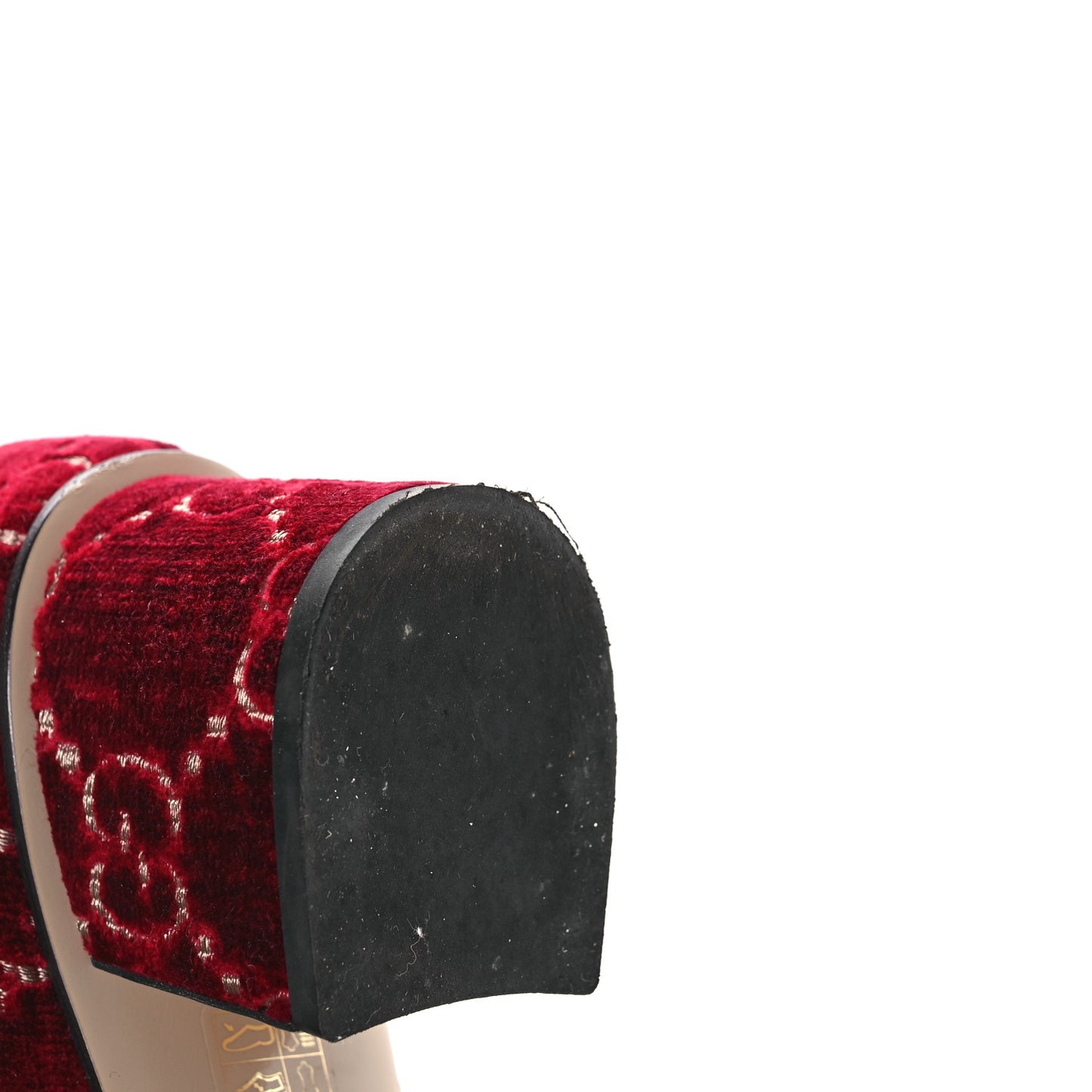 Velvet GG Monogram Sylvie Web Chain Mid Heel Loafers 40 Red Cipria