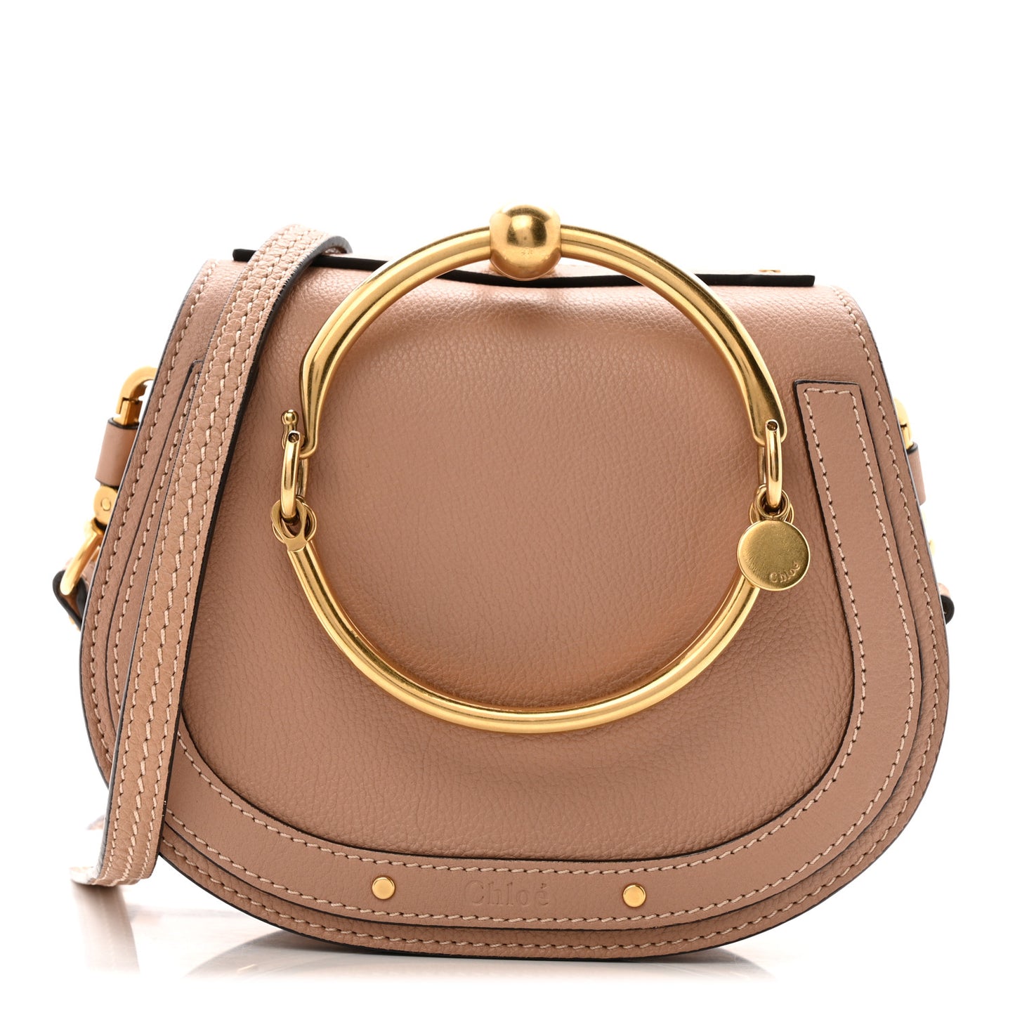 Calfskin Suede Small Nile Bracelet Bag Biscotti Beige