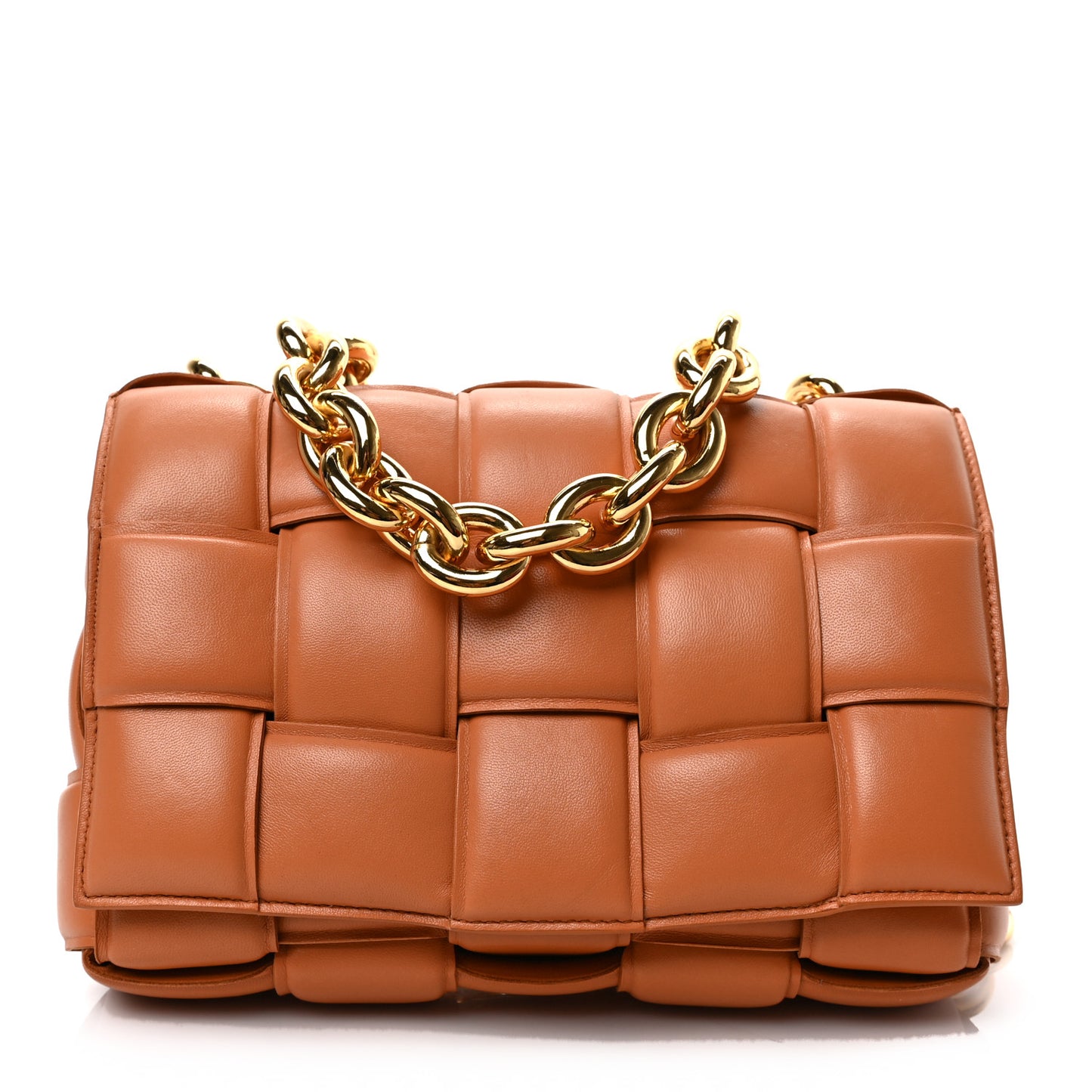 Lambskin Maxi Intreccio Padded Chain Cassette Crossbody Bag Clay