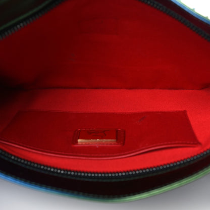 Christian Louboutin Patent Scarabe Loubiposh Spikes Chain Clutch Ocean Amazon 5 of 11