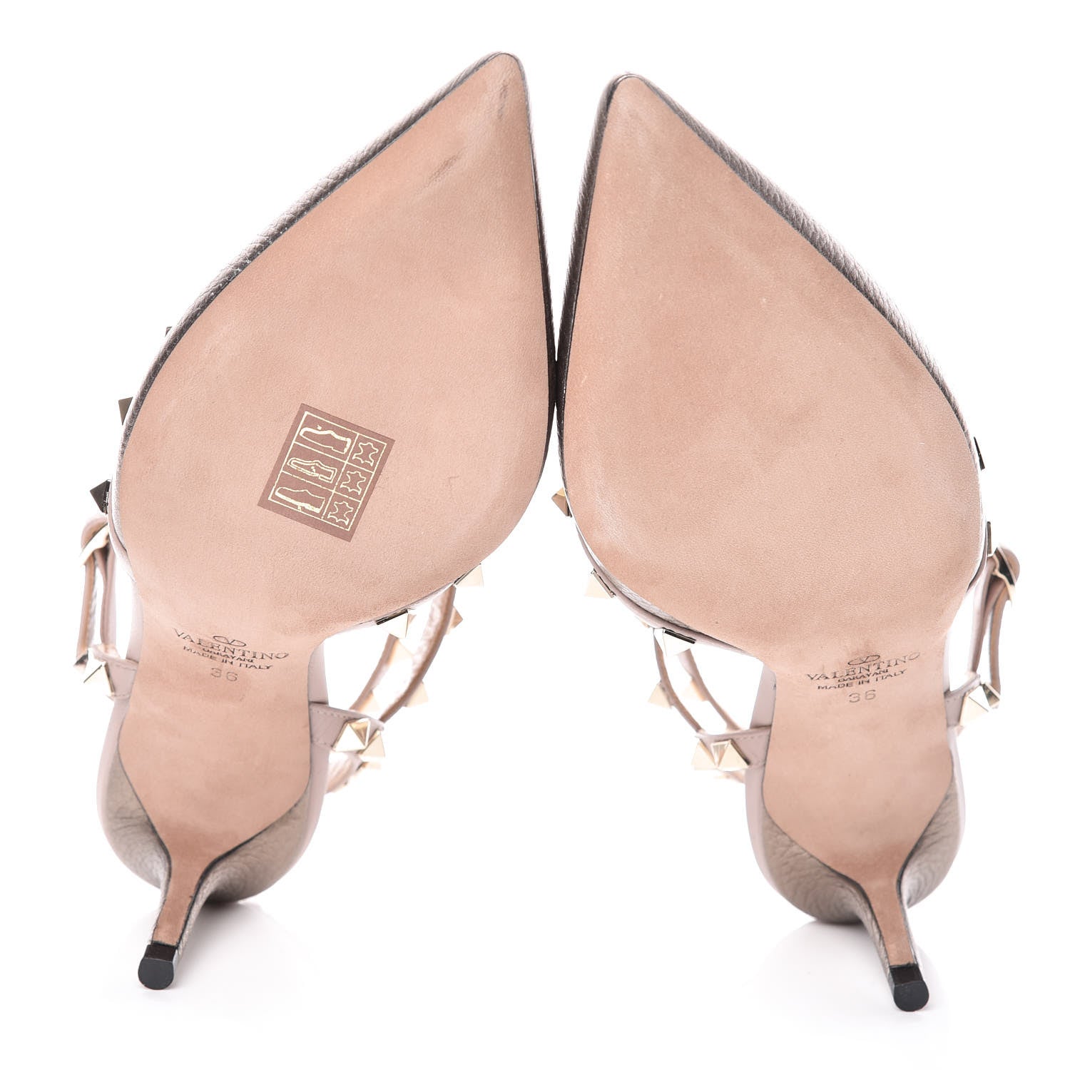 Valentino Garavani Metallic Pebbled Calfskin Rockstud Ankle Strap 65mm Pumps 36 Sasso Poudre 5 of 10