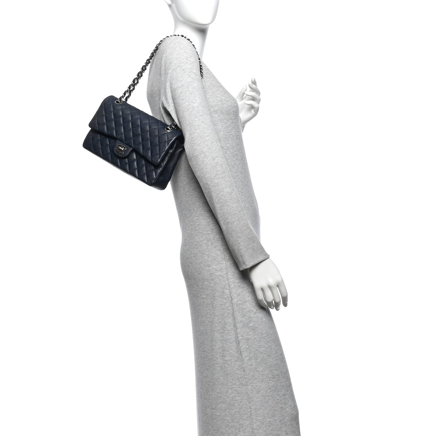 Chanel Caviar Quilted Medium Double Flap Navy 2 of 11