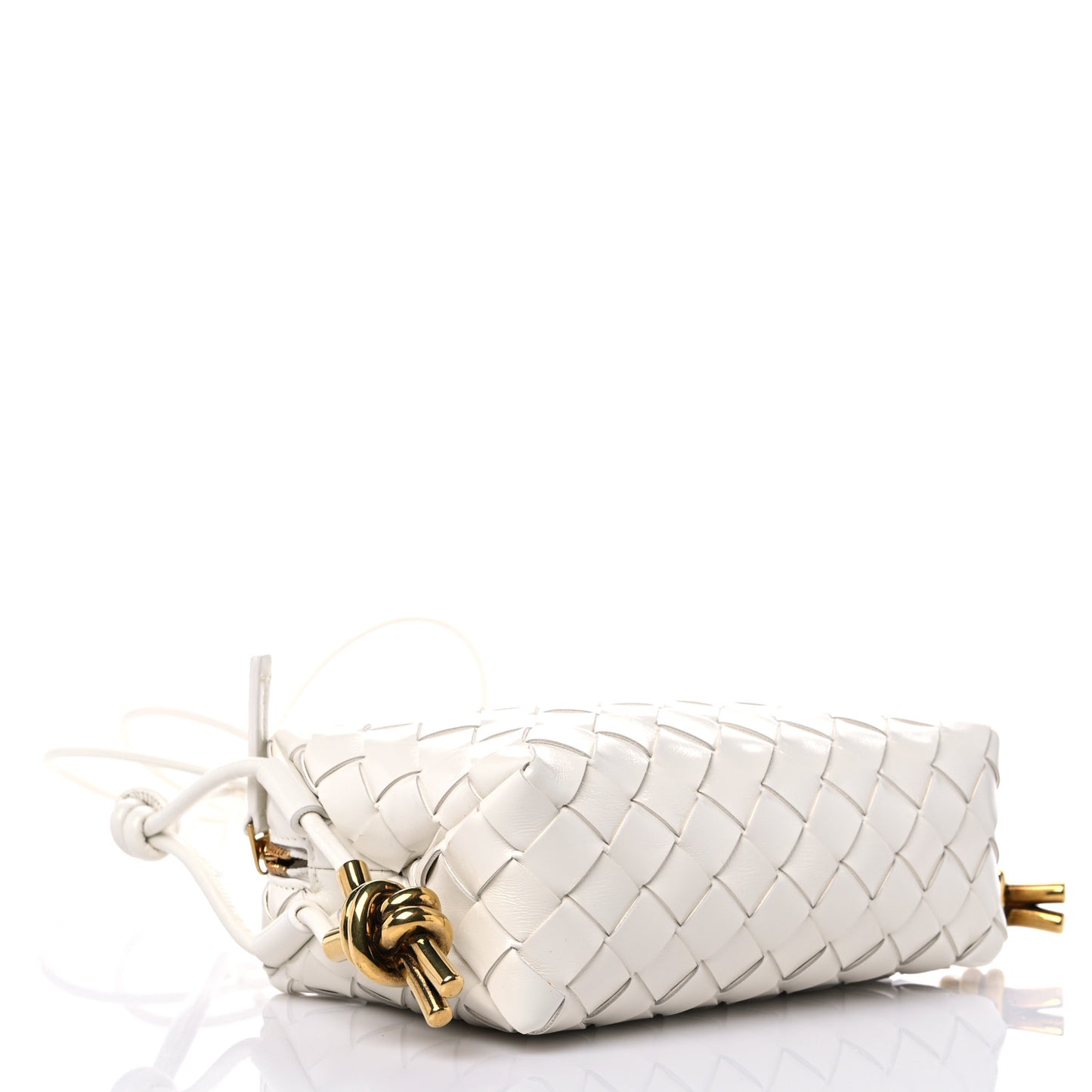 Nappa Intrecciato Metallic Knot Mini Loop Camera Bag Bone