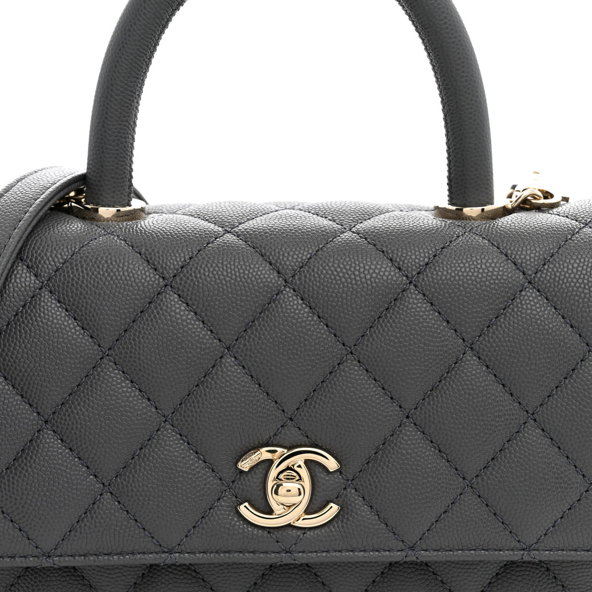 Chanel Caviar Quilted Mini Coco Handle Flap Grey 8 of 10
