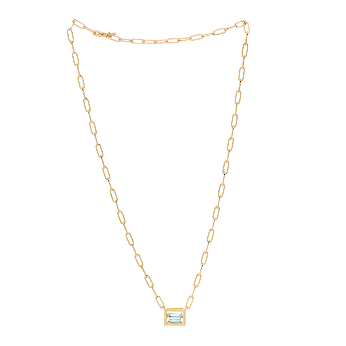 Tiffany 18K Yellow Gold Aquamarine Jewel Box Pendant Necklace 3 of 6