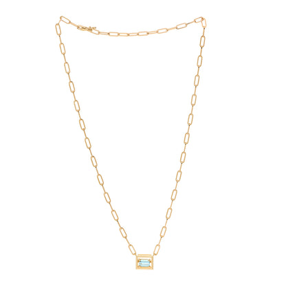 Tiffany 18K Yellow Gold Aquamarine Jewel Box Pendant Necklace 3 of 6