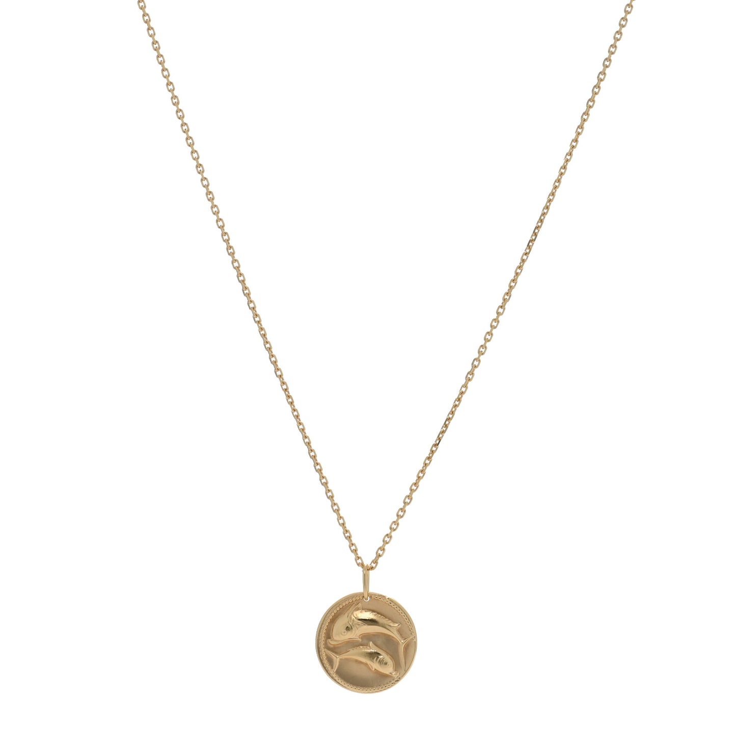 18K Yellow Gold Zodiac Pisces Pendant Necklace
