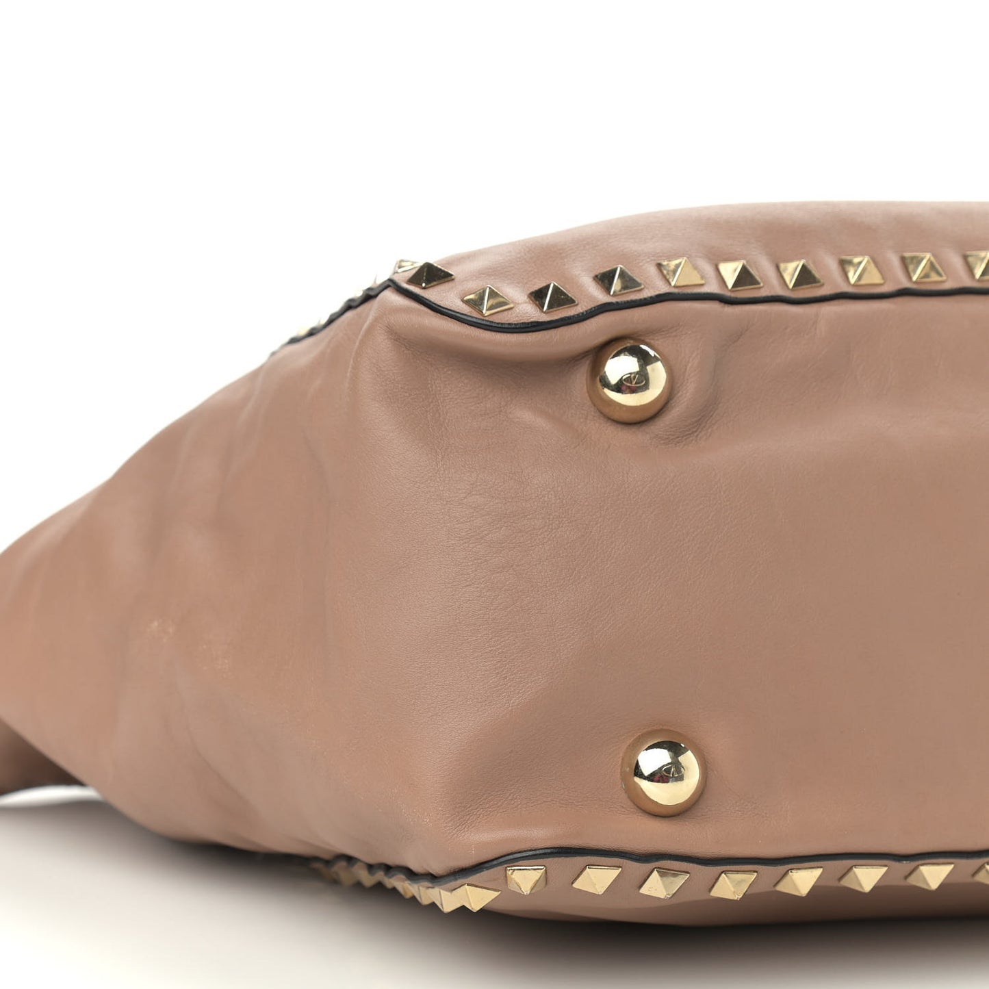 Vitello Rockstud Single Handle Flap Tote Beige