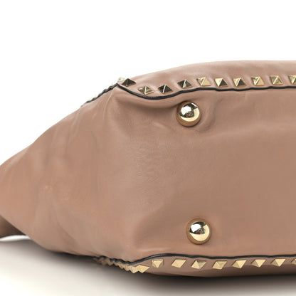 Valentino Garavani Vitello Rockstud Single Handle Flap Tote Beige 8 of 14